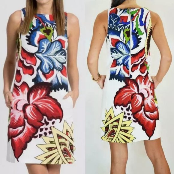 Desigual Dresses & Skirts - Desigual Dress in Toledo. Size 6 in a bright contemporary floral print on white.